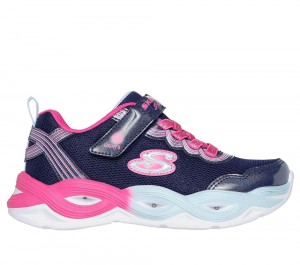 Girls's Skechers S-Lights: Twisty Glow Sneakers Navy / Multicolor USA | 2805-YHGMV