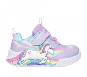 Girls's Skechers S-Lights: Unicorn Chaser Light Up Sneakers Lavender / Multicolor USA | 2340-AJTFH
