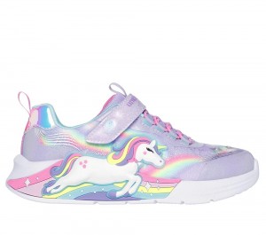 Girls's Skechers S-Lights: Unicorn Chaser Light Up Sneakers Lavender / Multicolor USA | 2610-EPZUI