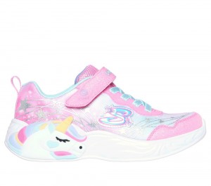 Girls's Skechers S-Lights: Unicorn Dreams - Wishful Magic Light Up Sneakers Pink / Turquoise USA | 9178-BAZYS