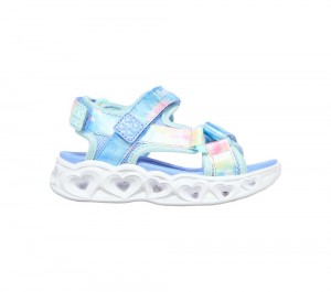Girls's Skechers S Lights: Heart Lights Sandal - Color Groove Sandals Blue / Multicolor USA | 2846-TQZUI