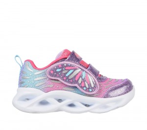 Girls's Skechers S Lights: Twisty Brights - Wingin' It Light Up Sneakers Lavender / Pink USA | 4687-LTCPD