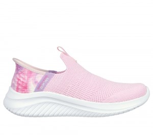 Girls's Skechers Slip-Ins: Ultra Flex 3.0 - Colory Wild Sneakers Light Pink USA | 5869-FIUCD