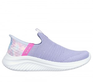 Girls's Skechers Slip-Ins: Ultra Flex 3.0 - Colory Wild Sneakers Lavender / Multicolor USA | 4923-XWZUA
