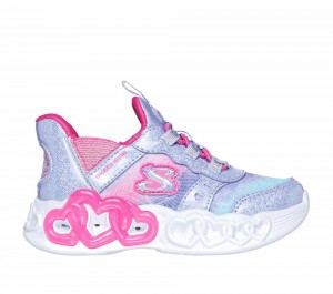 Girls's Skechers Slip-ins: Infinite Heart Lights Light Up Sneakers Lavender / Multicolor USA | 7410-ZPBTN
