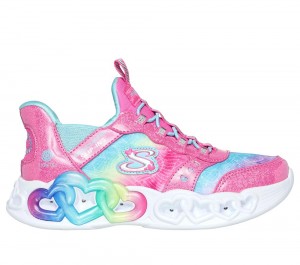 Girls's Skechers Slip-ins: Infinite Heart Lights Light Up Sneakers Pink / Multicolor USA | 5910-SHIMP