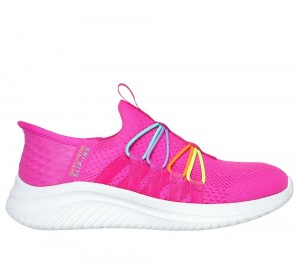 Girls's Skechers Slip-ins: Ultra Flex 3.0 - Bungee Fun Sneakers Hot Pink / Multicolor USA | 5631-GPVTJ