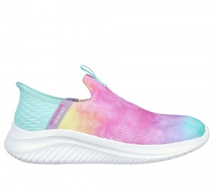 Girls's Skechers Slip-ins: Ultra Flex 3.0 - Pastel Clouds Sneakers Multicolor USA | 8265-ZLFYW