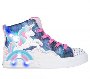 Girls's Skechers Twinkle Magic Light Up Sneakers Navy / Multicolor USA | 7863-TFRWE