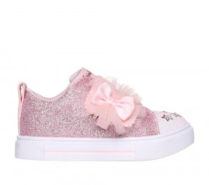 Girls's Skechers Twinkle Sparks - Glitter Gems Light Up Sneakers Rosegold USA | 9745-QXJNL