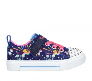 Girls's Skechers Twinkle Sparks - Unicorn Sunshine Light Up Sneakers Navy / Multicolor USA | 3480-HLMOJ