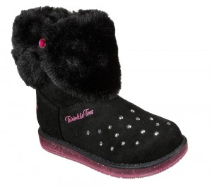 Girls's Skechers Twinkle Toes: Glitzy Glam - Cozy Cuddlers Light Up Sneakers Black USA | 1234-KGXTV