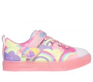 Girls's Skechers Twinkle Toes: Twinkle Sparks Ice 2.0 - Shimmering Light Up Sneakers Coral / Multicolor USA | 4180-OGVRC