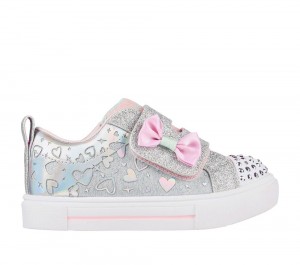 Girls's Skechers Twinkle Toes: Twinkle Sparks - Heather Charmer Light Up Sneakers Grey / Silver USA | 3209-UGNTC