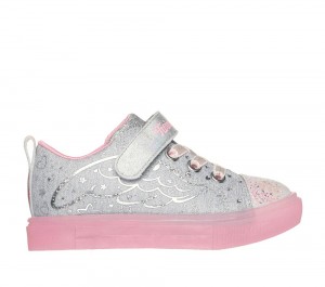Girls's Skechers Twinkle Toes: Twinkle Sparks Ice - Heather Magic Light Up Sneakers Grey / Pink USA | 1935-DSTVZ
