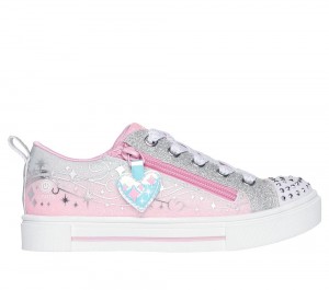 Girls's Skechers Twinkle Toes: Twinkle Sparks - Magical Ombre Light Up Sneakers Pink / Silver USA | 6295-WHNSY