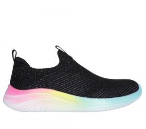 Girls's Skechers Ultra Flex 3.0 - Shimmer Stroll Sneakers Black / Multicolor USA | 0852-PIKLC
