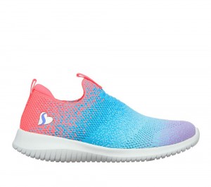 Girls's Skechers Ultra Flex - Color Perfect Sneakers Coral / Multicolor USA | 8269-KXVYD