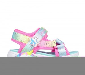 Girls's Skechers Unicorn Dreams - Majestic Bliss Light Up Sneakers Pink / Multicolor USA | 3021-FMRKH