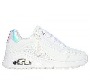 Girls's Skechers Uno Gen1 Lace Up Shoes White USA | 0197-RNDHG