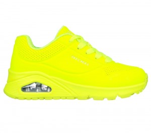 Girls's Skechers Uno Gen1 - Neon Glow Lace Up Shoes Neon Yellow USA | 1857-WMNYO