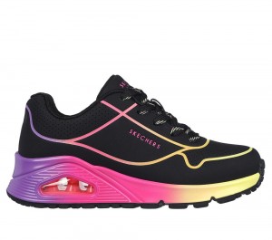 Girls's Skechers Uno Gen1 - Pop of Neon Lace Up Shoes Black / Multicolor USA | 9528-PRQCK