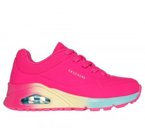 Girls's Skechers Uno Gen1 - Pop of Ombre Lace Up Shoes Hot Pink / Multicolor USA | 1824-MRJKA
