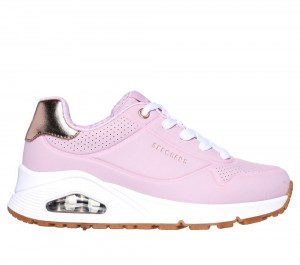 Girls's Skechers Uno Gen1 - Shimmer Away Lace Up Shoes Pink USA | 3589-FIMAE