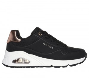 Girls's Skechers Uno Gen1 - Shimmer Away Lace Up Shoes Black USA | 1564-QBUZC