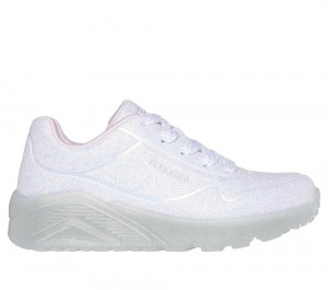 Girls's Skechers Uno Ice Lace Up Shoes White USA | 3694-KOCIJ