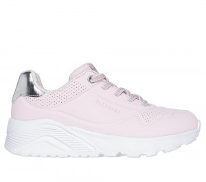 Girls's Skechers Uno Lite Lace Up Shoes Pink / Silver USA | 9043-LYBDG