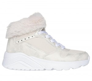 Girls's Skechers Uno Lite - Comfurt Collar Lace Up Shoes Natural White USA | 1475-HOSTV