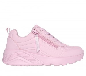 Girls's Skechers Uno Lite - Easy Zip Lace Up Shoes Light Pink USA | 3692-IBXGC