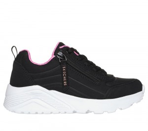 Girls's Skechers Uno Lite - Easy Zip Sneakers Black / Rose Gold USA | 3842-TPNRJ
