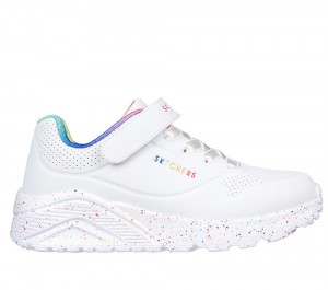 Girls's Skechers Uno Lite - Rainbow Specks Sneakers White / Multicolor USA | 0438-MRXWJ