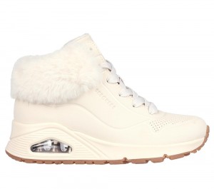 Girls's Skechers Uno - Fall Air Lace Up Shoes Natural White USA | 6814-ZFHXG