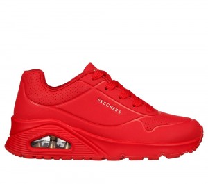 Girls's Skechers Uno - Stand on Air Lace Up Shoes Red USA | 4138-CKDHI