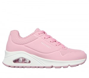 Girls's Skechers Uno - Stand on Air Lace Up Shoes Pink USA | 3628-UORTW