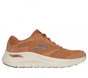 Men Skechers Arch Fit 2.0 - The Keep Lace Up Whiskey Brown USA | 9752-NCGSY
