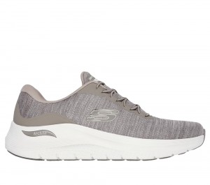 Men Skechers Arch Fit 2.0 - Upperhand Slip On Shoes Taupe Brown USA | 8324-WPNZV