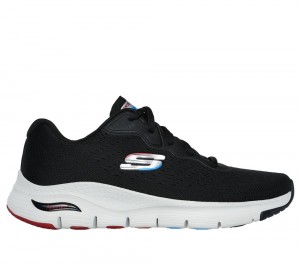 Men Skechers Arch Fit Lace Up Black USA | 7815-EBQVG