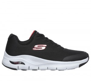 Men Skechers Arch Fit Lace Up Black / Red USA | 5183-YFMTA