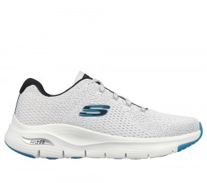 Men Skechers Arch Fit - Takar Lace Up White / Blue USA | 1934-BWAMX