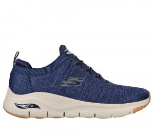 Men Skechers Arch Fit - Waveport Slip On Shoes Navy USA | 7196-NRYXT