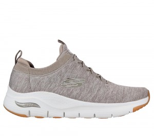 Men Skechers Arch Fit - Waveport Sneakers Taupe Brown USA | 7136-MCORU