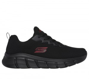 Men Skechers BOBS Sport B Flex - Chill Edge Lace Up Black USA | 3471-PFICS