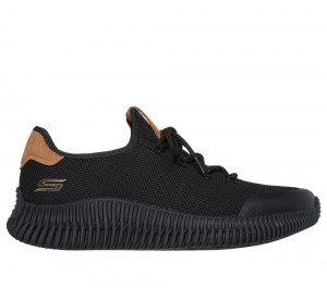 Men Skechers BOBS Sport Geo - City Dapper Slip On Shoes Black USA | 7356-GMSBH