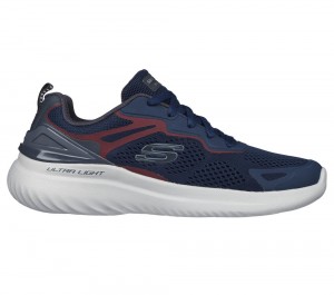 Men Skechers Bounder 2.0 - Andal Lace Up Navy / Burgundy USA | 6325-FHVTE