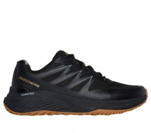 Men Skechers Bounder RSE - Zoner Lace Up Black / Gold USA | 6281-PEJSN