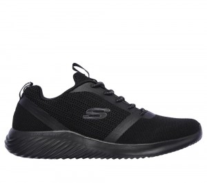 Men Skechers Bounder Slip On Shoes Black USA | 7936-XSOTR